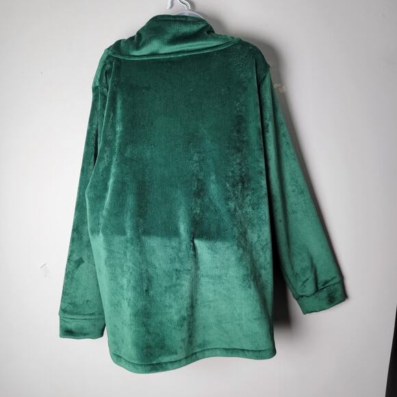 Talbots Plus Velour Pullover Green Long Sleeve Top Women’s 3X Cozy Christmas - Picture 3 of 10